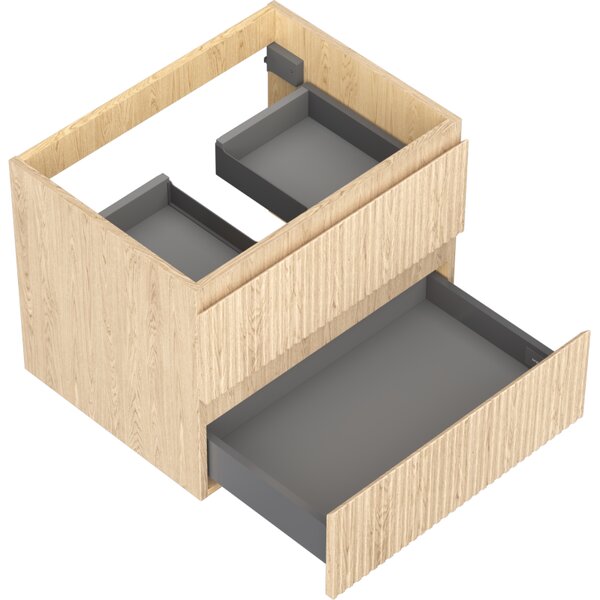 Mexen Rivel dulap baie pentru lavoar 60 cm, 2 sertare, riflat, stejar - 91A20-06047-2-BFF81