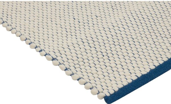 Covor albastru/bej țesut manual din lână 170x240 cm Lenu – noo.ma