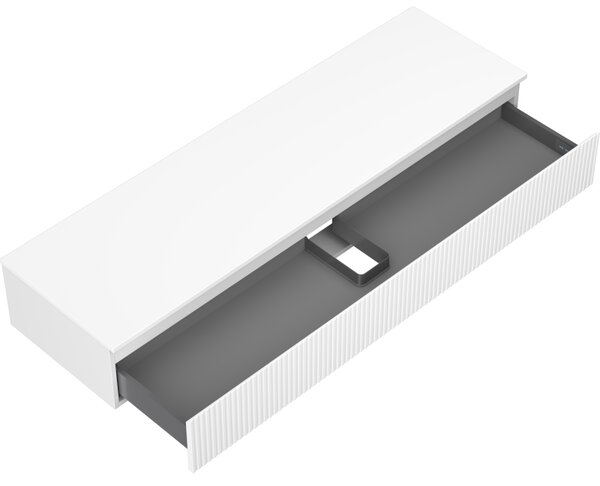 Mexen Rivel, mobilier de baie 160 cm cu blat, 1 sertar, canelat, alb mat, 91A20-16023-1-BFC01