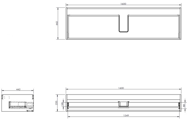 Mexen Rivel, mobilier de baie 160 cm cu blat, 1 sertar, canelat, alb mat, 91A20-16023-1-BFC01