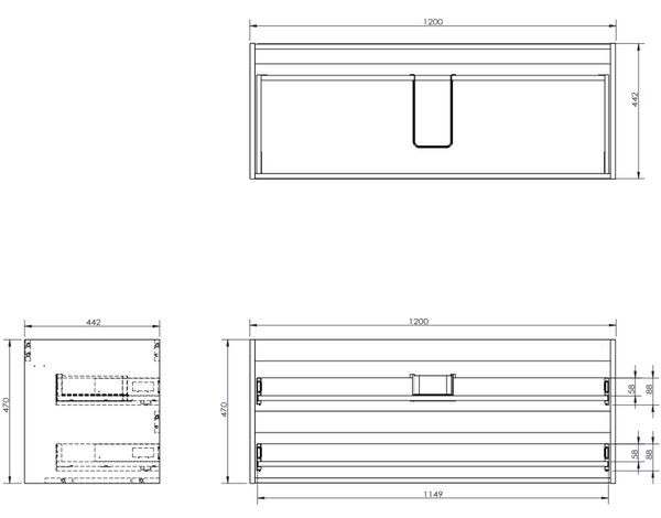 Mexen Orio, mobilier de baie 120 cm, 2 sertare, alb lucios, 91A10-12047-2-BFF00