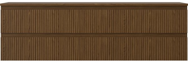 Mexen Rivel, mobilier de baie 160 cm cu blat, 2 sertare, canelat, nuc, 91A20-16047-2-BFFC86