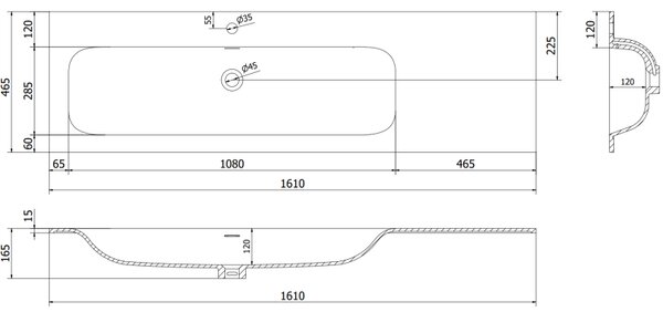 Mexen Orio, Dulap baie 160 cm cu lavoar Vela stânga, 2S, 1D, alb lucios, 91A13-16047-3-BBFFF00-W23L00