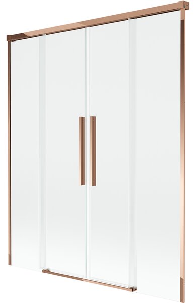 Mexen Rox paravan de cadă cu 2 uși glisante, 160 x 150 cm, transparent, aur roz - 8C9-160-002-60-00