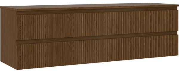 Mexen Rivel, mobilier de baie 160 cm cu blat, 2 sertare, canelat, nuc, 91A20-16047-2-BFFC86