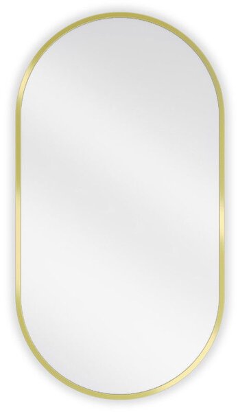 Mexen Loft, oglinda baie ovala 75 x 40 cm, culoare rama auriu lucios, 9851-075-040-000-50