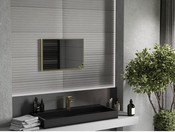 Mexen Loft, oglinda baie dreptunghiulara 60 x 40 cm, culoare rama auriu lucios, 9852-060-040-000-50