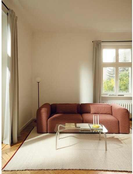 Covor tip traversă roșu/bej țesut manual din lână 80x170 cm Lenu – noo.ma