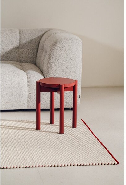 Covor tip traversă roșu/bej țesut manual din lână 80x170 cm Lenu – noo.ma