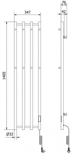 Mexen Pino, element electric de încălzire cu suport pentru prosoape 1405x347 mm, 250 W, alb, W301-1405-347-00-20