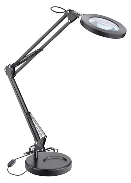 Lampă LED dimabilă de masă cu lupă Extol LED/8W/5V 2900/4500/7500K negru