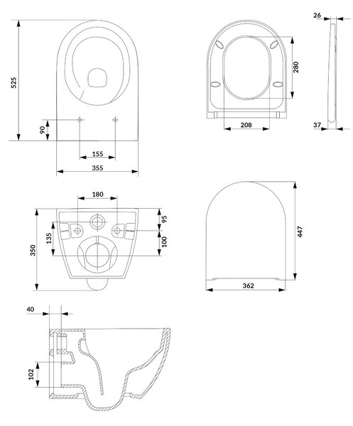 Cersanit Zen vas wc cu capac soft-close agăţat fără margine cu spălare turbionară alb lucios S701-719