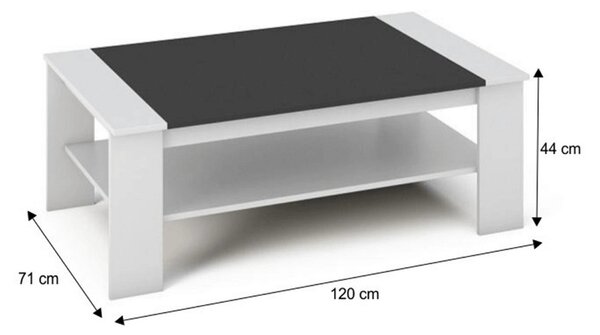 Masuta de cafea BAKER, alb/negru, PAL melaminat/canturi/ABS, 120x71x44