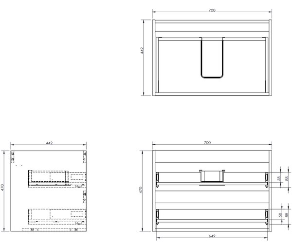 Mexen Orio, mobilier de baie 70 cm cu lavoar Otis, 2 sertare, alb lucios, 91A10-07047-2-BFF00-W18M00