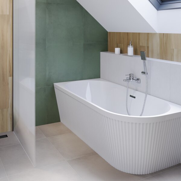 Invena Glamour cadă de colț 170x80 cm ovală alb AN-02-11L