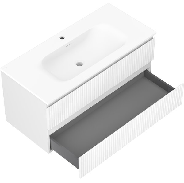 Mexen Rivel dulap baie 100 cm cu lavoar Vela, 2 sertare, striat, alb mat - 91A20-10047-2-BFF01-W23M01