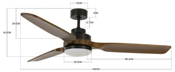Ventilator LED de tavan Lucci air 213054 SHOALHAVEN GX53/17W/230V paulovnia + telecomandă