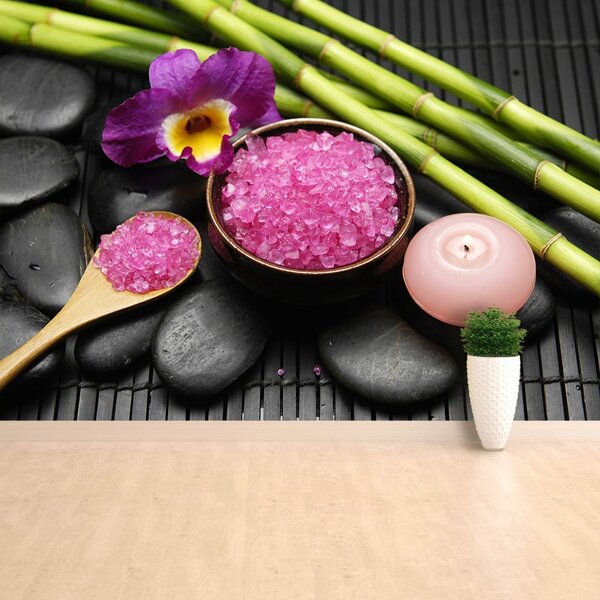 Fototapet Orchid Zen Piatra