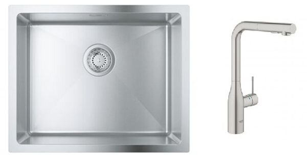 Set baterie bucătărie Grohe Essence 30270DC0, chiuveta din otel Grohe K700 31574SD1