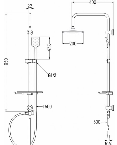 Mexen T62 coloană de duș, albă - 798626293-20
