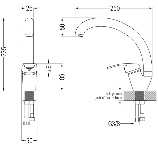 Mexen Rosa baterie bucătărie, crom - 670800-00