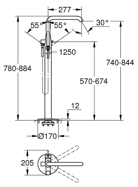 Grohe Essence baterie cadă-duș stativ SuperSteel 23491DC1