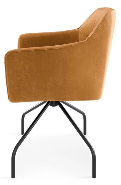Scaun rotativ tapitat piele SiLLA pe cadru metalic negru