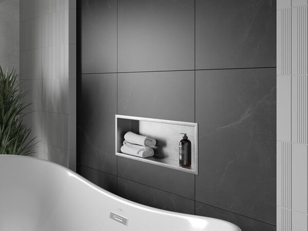 Mexen X-Wall-R raft de perete cu flanșă 60 x 20 cm, inox - 1910602010