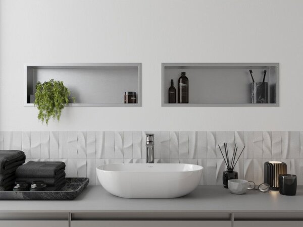 Mexen X-Wall-R raft de perete cu flanșă 60 x 20 cm, inox - 1910602010