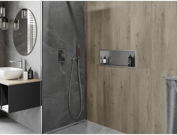 Mexen X-Wall-R raft de perete cu flanșă 60 x 20 cm, inox - 1910602010