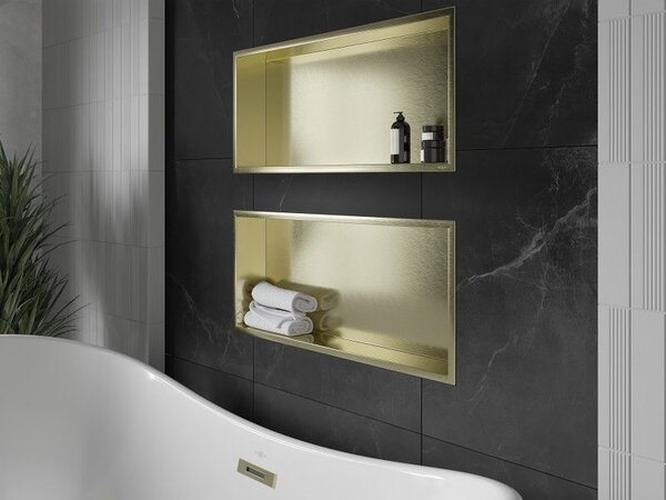 Mexen X-Wall-R raft încastrat cu flanșă 75 x 30 cm, auriu periat - 1950753010