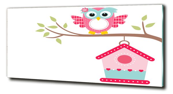 Tablou sticlă Owl pe o ramură