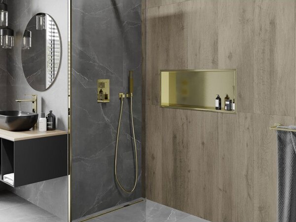 Mexen X-Wall-R raft încastrat cu flanșă 75 x 30 cm, auriu periat - 1950753010