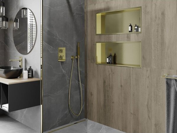 Mexen X-Wall-R raft încastrat cu flanșă 75 x 30 cm, auriu periat - 1950753010