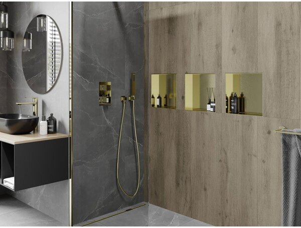 Mexen X-Wall-NR raft nișă fără flanșă 30 x 30 cm, auriu periat - 1951303010