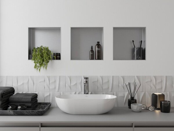 Mexen X-Wall-NR raft încastrat fără flanșă 30 x 30 cm, inox - 1911303010