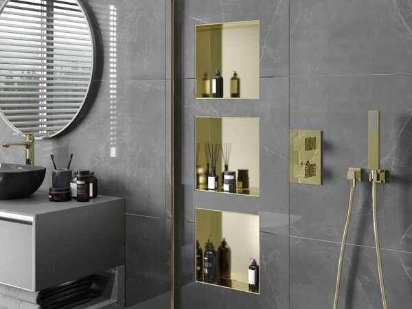 Mexen X-Wall-NR raft nișă fără flanșă 30 x 30 cm, auriu periat - 1951303010