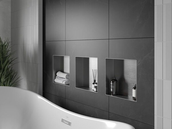 Mexen X-Wall-NR raft încastrat fără flanșă 30 x 30 cm, inox - 1911303010