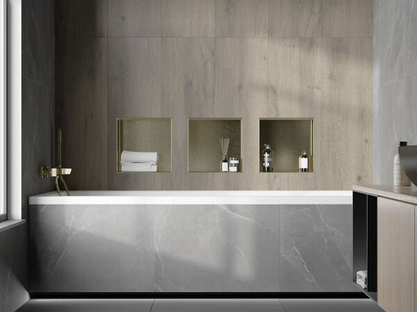 Mexen X-Wall-NR raft nișă fără flanșă 30 x 30 cm, auriu periat - 1951303010