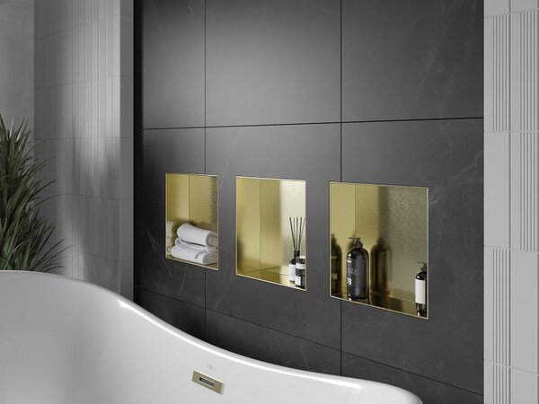 Mexen X-Wall-NR raft nișă fără flanșă 30 x 30 cm, auriu periat - 1951303010