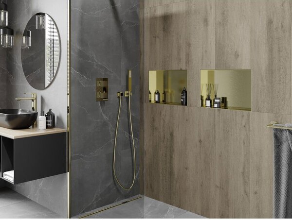 Mexen X-Wall-NR raft încorporat fără flanșă 45 x 30 cm, auriu periat - 1951453010