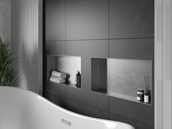 Mexen X-Wall-NR etajeră încastrată fără flanșă 60 x 30 cm, inox - 1911603010