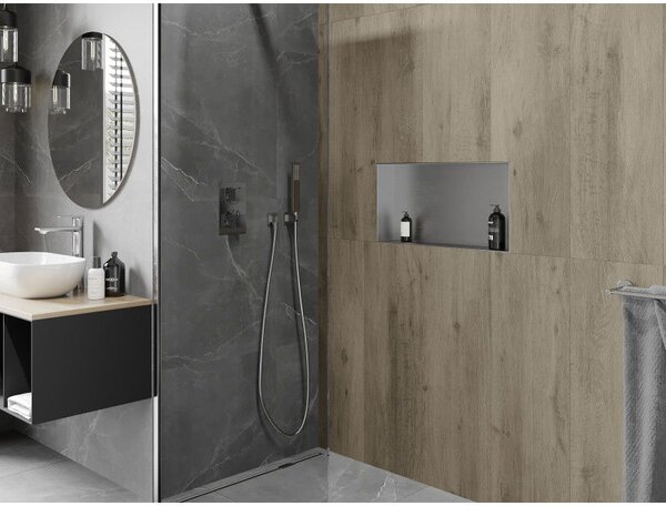 Mexen X-Wall-NR etajeră încastrată fără flanșă 60 x 30 cm, inox - 1911603010