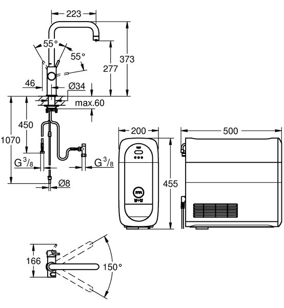 Grohe Blue set starter cu baterie bucătărie pe picior crom 31456001