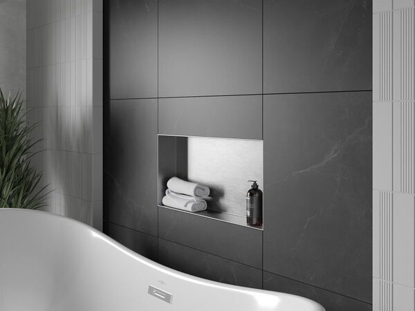 Mexen X-Wall-NR etajeră încastrată fără flanșă 60 x 30 cm, inox - 1911603010