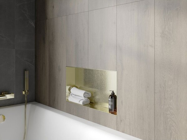 Mexen X-Wall-NR raft încastrat fără flanșă 60 x 30 cm, auriu periat - 1951603010