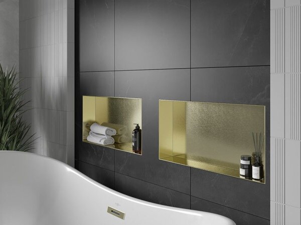 Mexen X-Wall-NR raft încastrat fără flanșă 60 x 30 cm, auriu periat - 1951603010