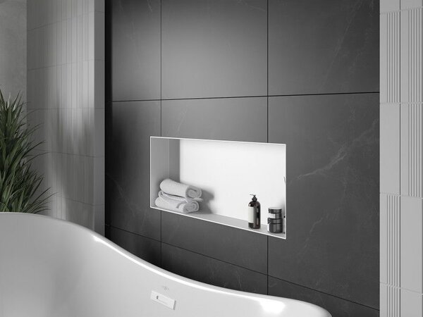 Mexen X-Wall-NR raft încastrat fără flanșă 75 x 30 cm, alb - 1921753010