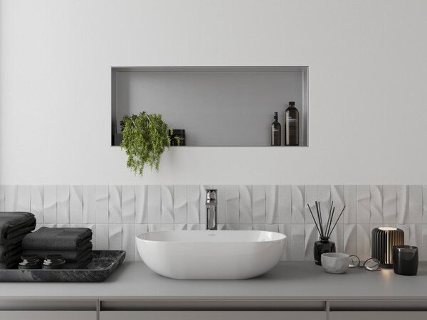 Mexen X-Wall-NR raft încastrat fără margine 75 x 30 cm, inox - 1911753010