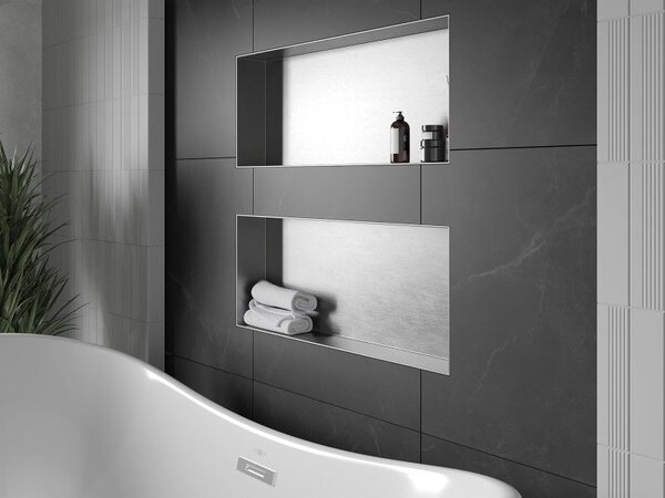 Mexen X-Wall-NR raft încastrat fără margine 75 x 30 cm, inox - 1911753010